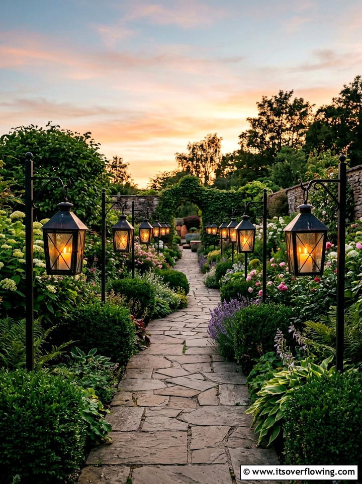 Lantern walkway - 25 backyard decorating ideas with holiday lights