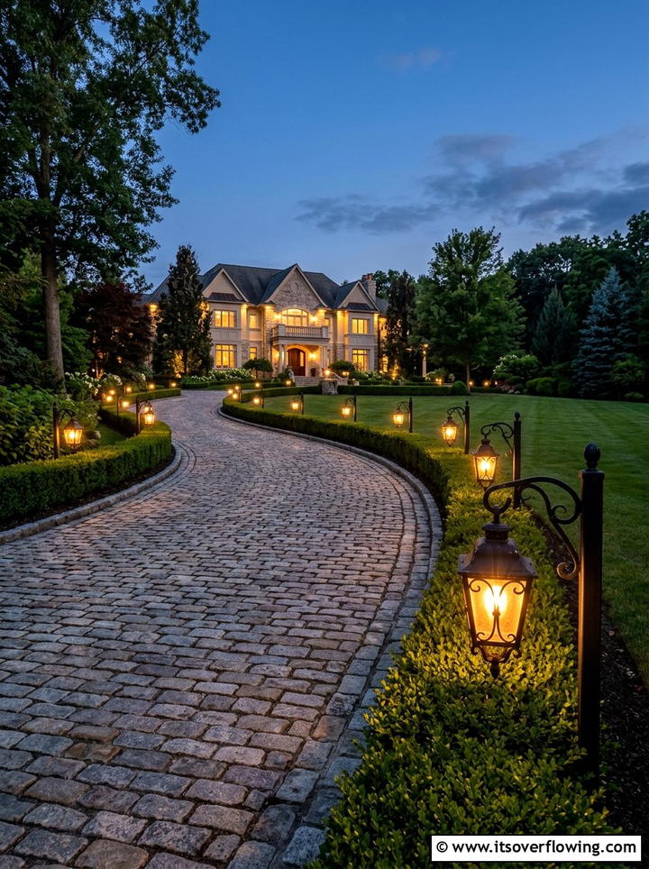Lanterns Along Driveway Edge - 25 backyard decorating ideas with lanterns