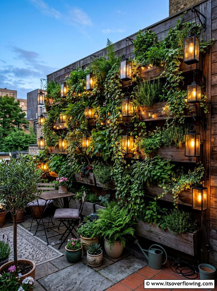 Lanterns In Vertical Garden - 25 backyard decorating ideas with lanterns