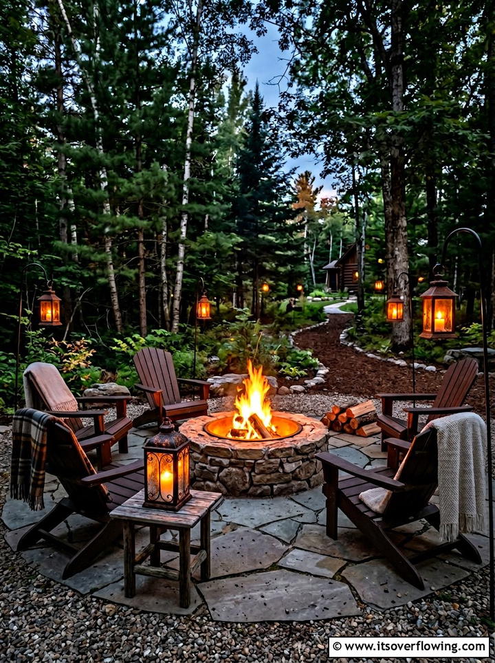 Lanterns Near Fire Pit Seating - 25 backyard decorating ideas with lanterns