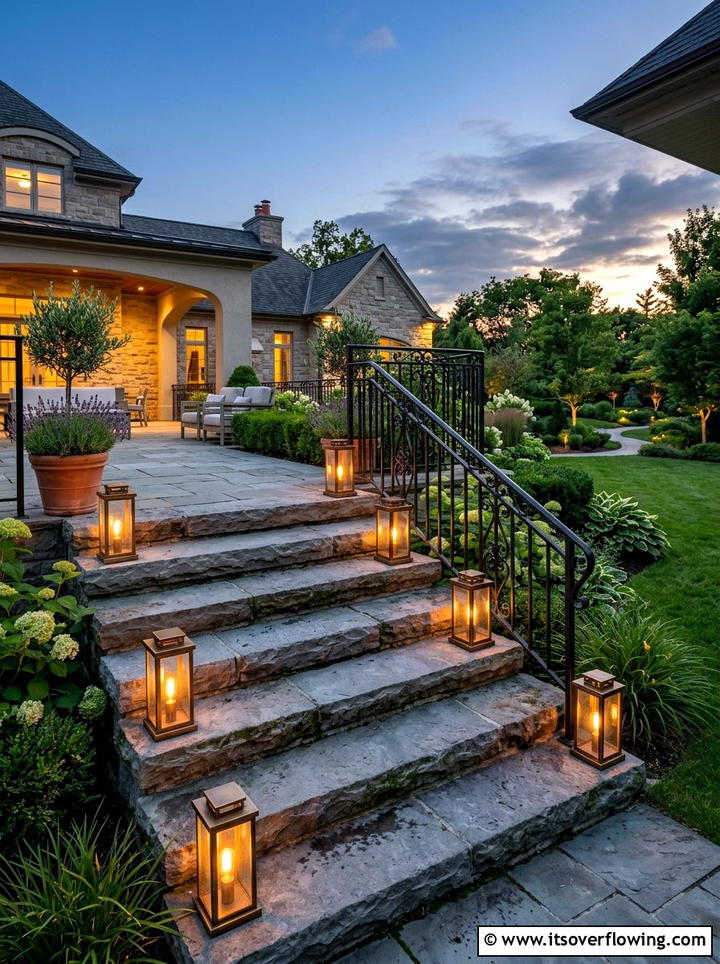 Lanterns On Patio Stairs - 25 backyard decorating ideas with lanterns