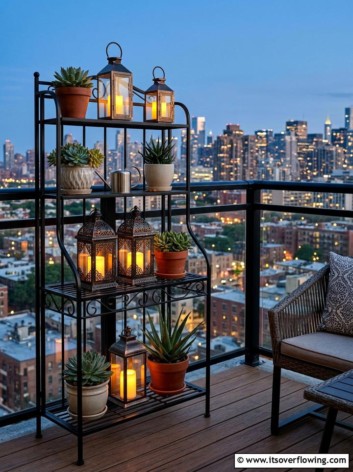 Lanterns On Tiered Plant Stand - 25 backyard decorating ideas with lanterns
