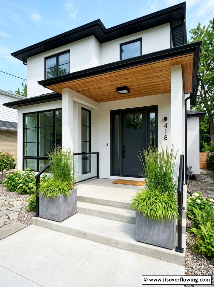 Large Concrete Planter - 25 front porch decor ideas with modern minimal look