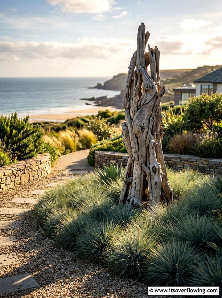 Large Driftwood Focal Point - 25 garden decor ideas with driftwood accents