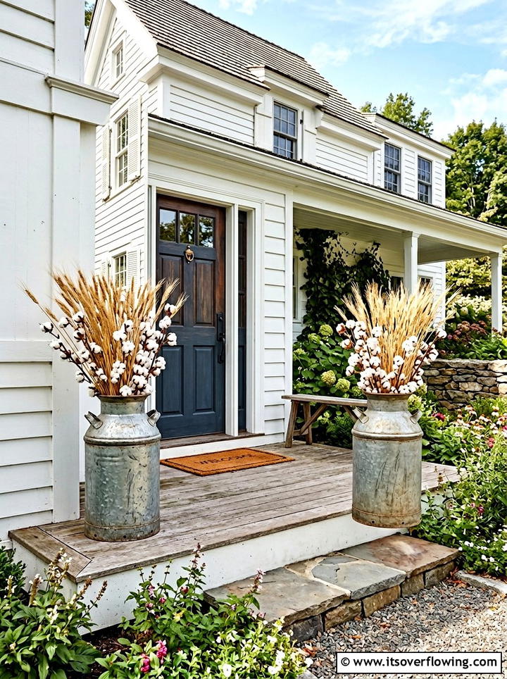 Large Galvanized Milk Can - 25 front porch decor ideas with galvanized metal
