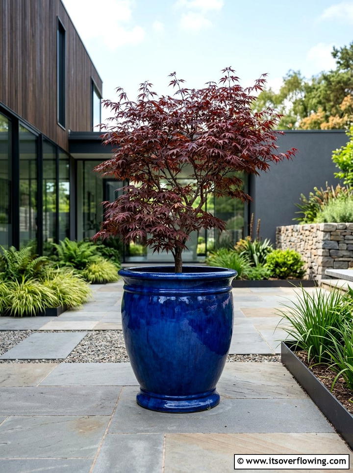 Large Glazed Ceramic Planter - 25 garden decor ideas with ceramic planters