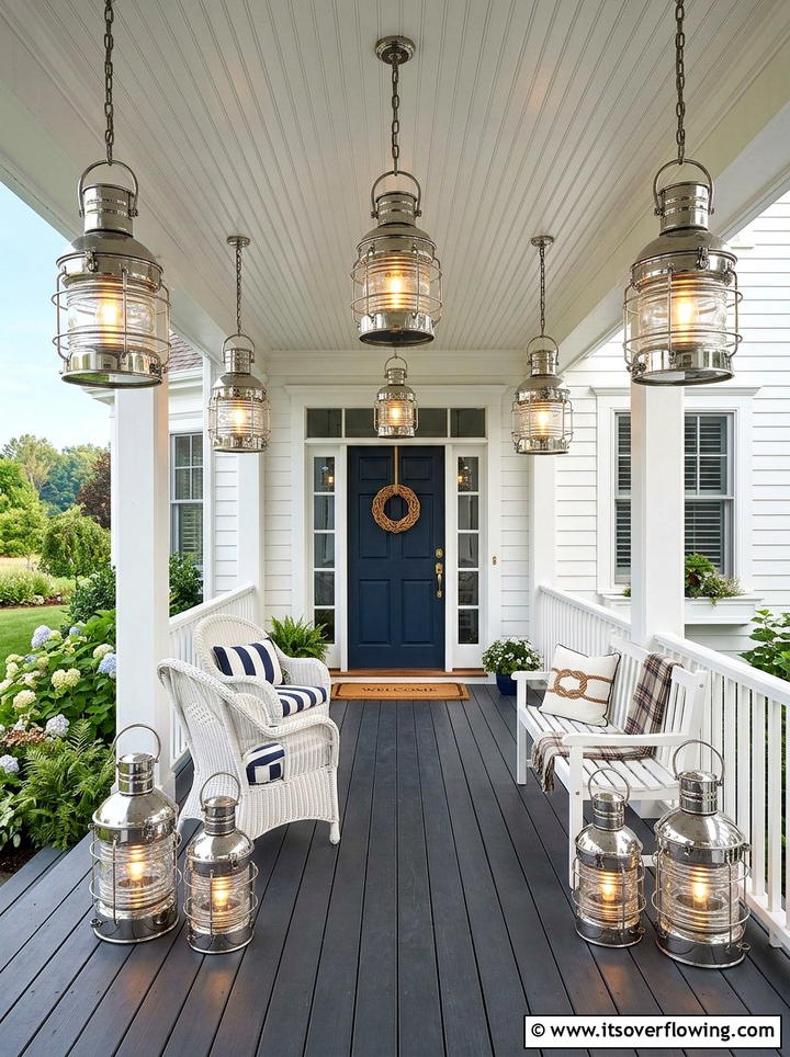 Large Nautical Lanterns - 25 front porch ideas with coastal style