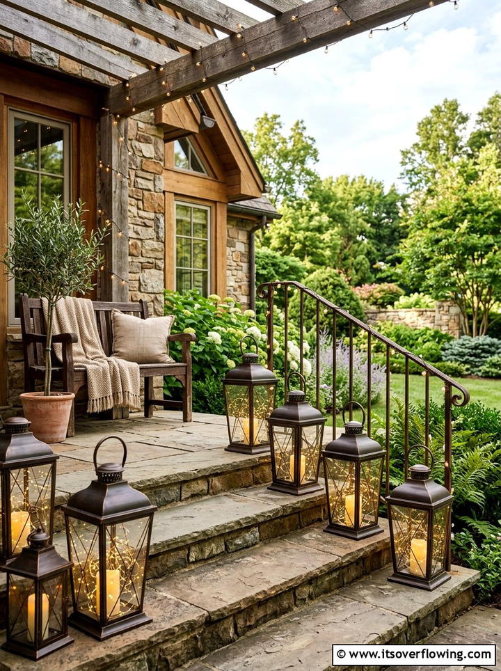 Large Outdoor Lanterns With String Lights - 25 front porch ideas with string lights