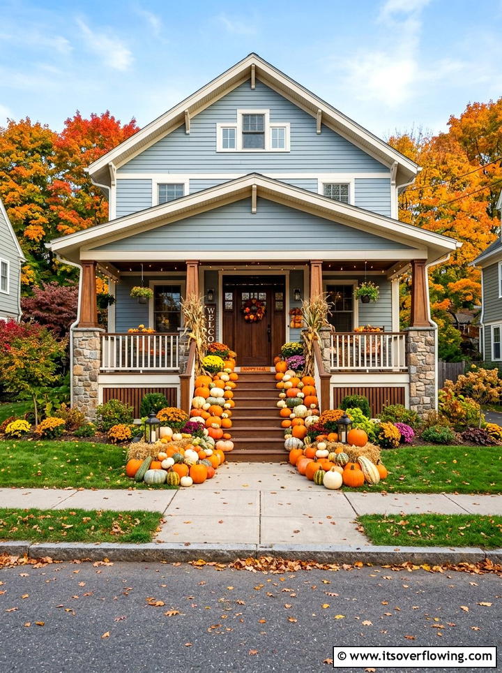 Large Pumpkin Patch Porch - 25 front porch ideas with fall decor