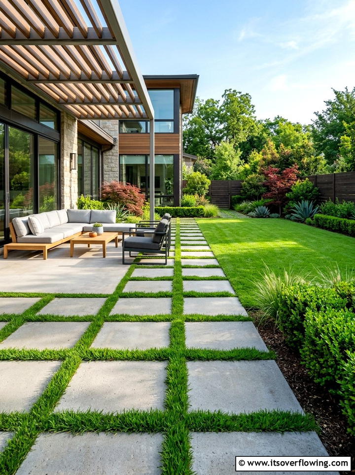 Large Square Concrete Pavers - 25 backyard ideas with stepping stones