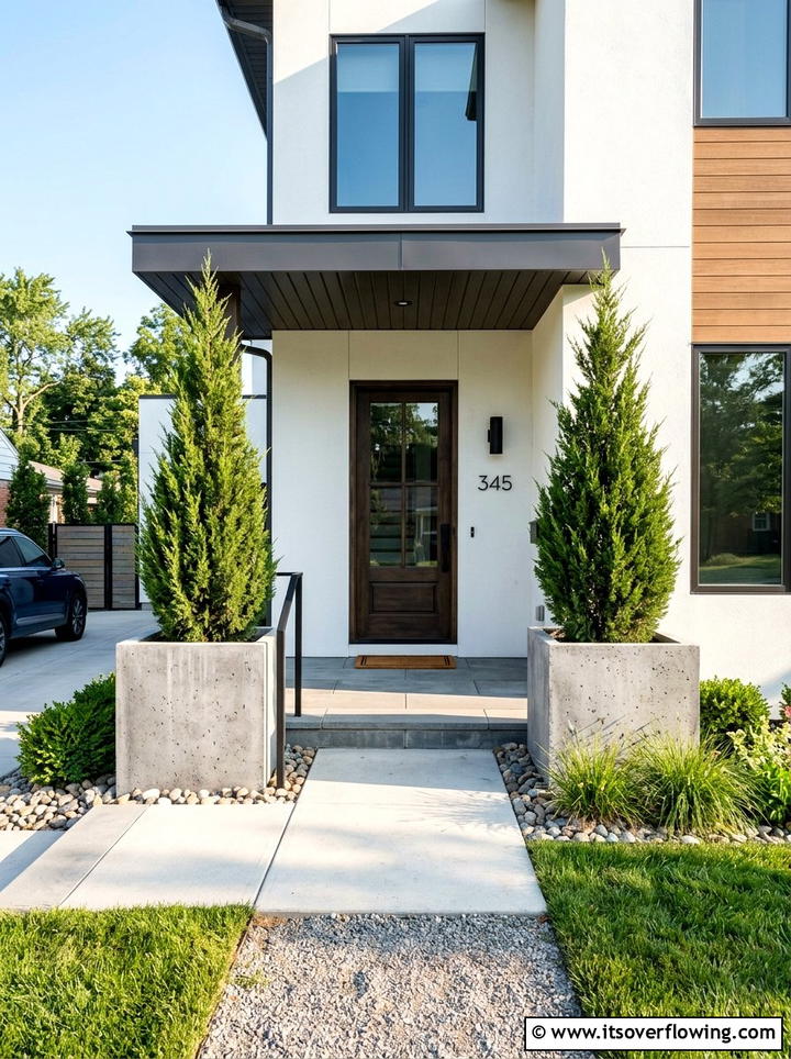 Large Square Concrete Planters - 25 front porch ideas with concrete planters