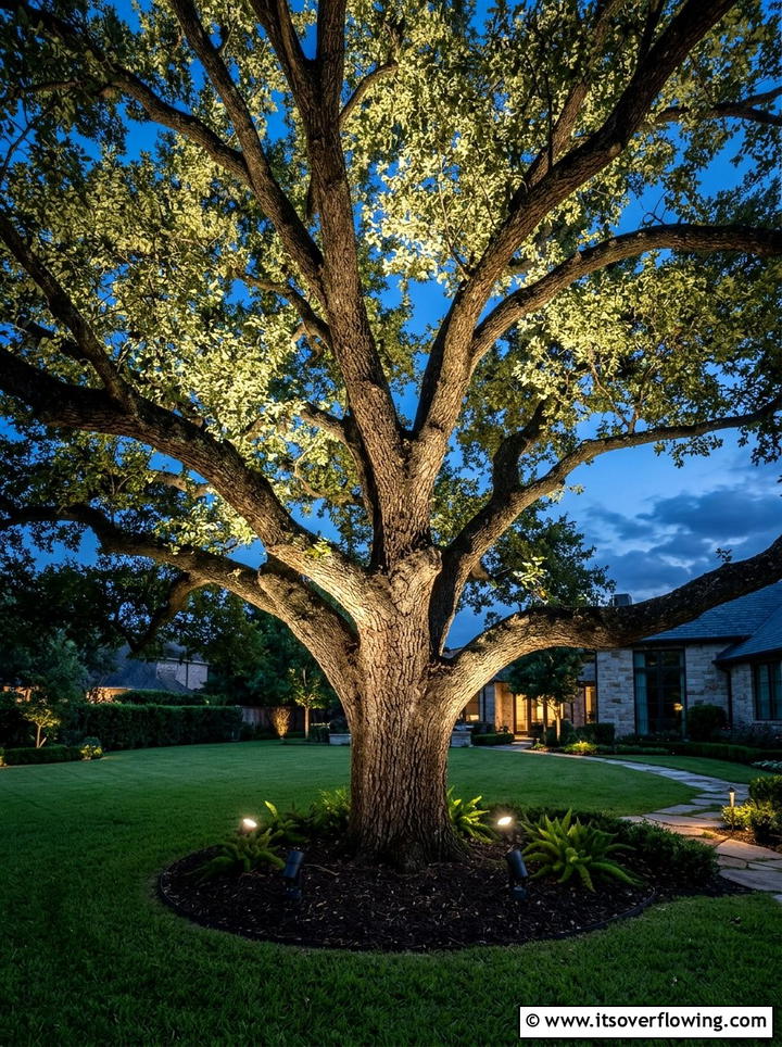 Large Tree Uplighting - 25 garden design ideas with lighting plans