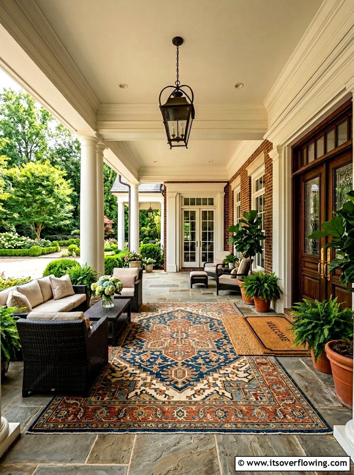 Large Welcome Mat Underlayer - 25 front porch ideas with layered doormats