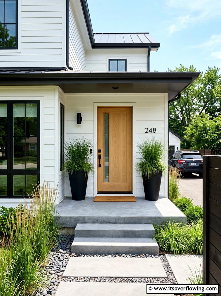 Large black porch planter - 25 front porch decor ideas with planters