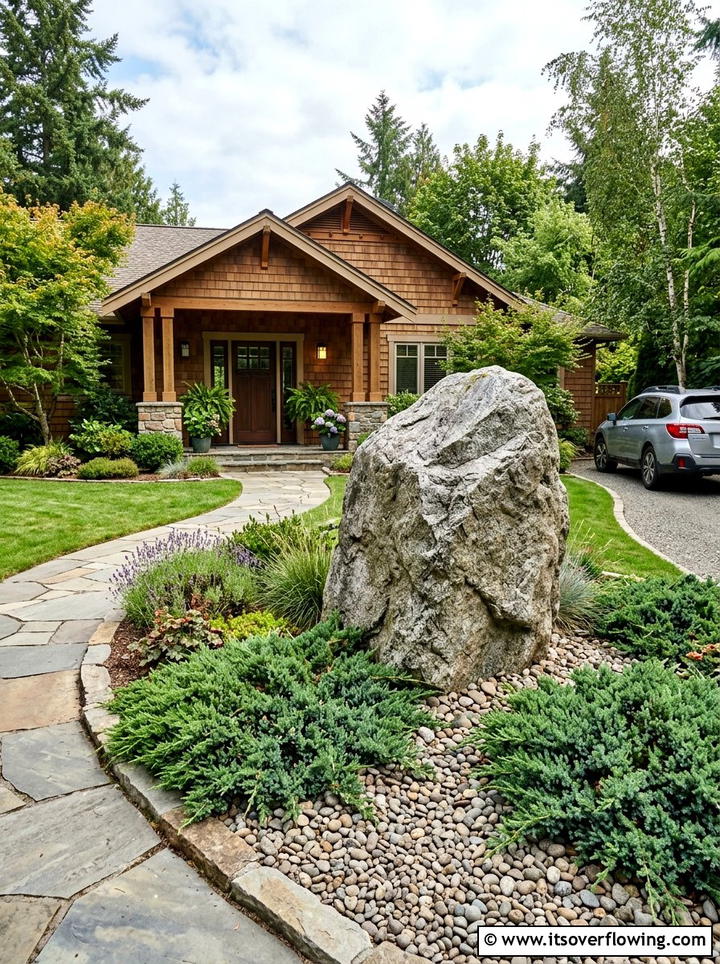 Large boulder focal point - 25 garden ideas with rocks