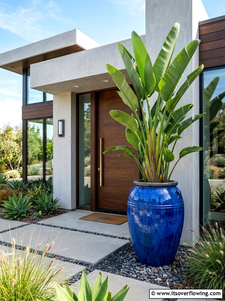 Large ceramic statement pot - 25 garden design ideas with pot displays