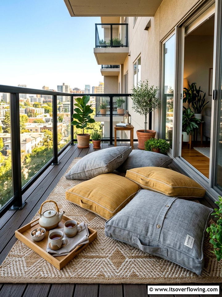Large floor pillows - 25 front porch ideas for apartments
