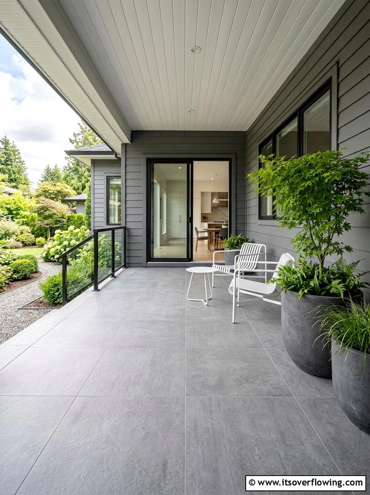 Large format tile porch - 25 front porch ideas with tile floor
