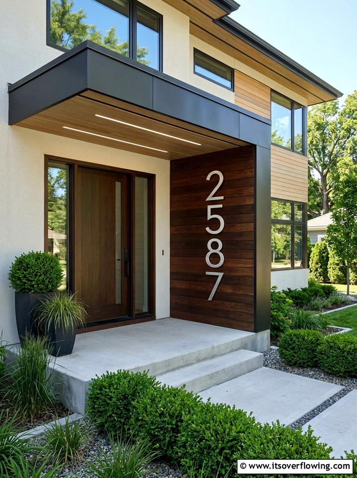 Large metal house numbers - 25 front porch ideas with house numbers