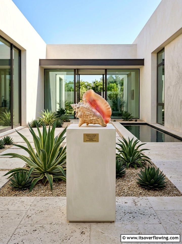 Large shell specimen display - 25 garden decor ideas with shell accents