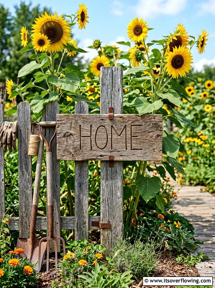 Large wooden garden sign - 25 garden decor ideas with wall art
