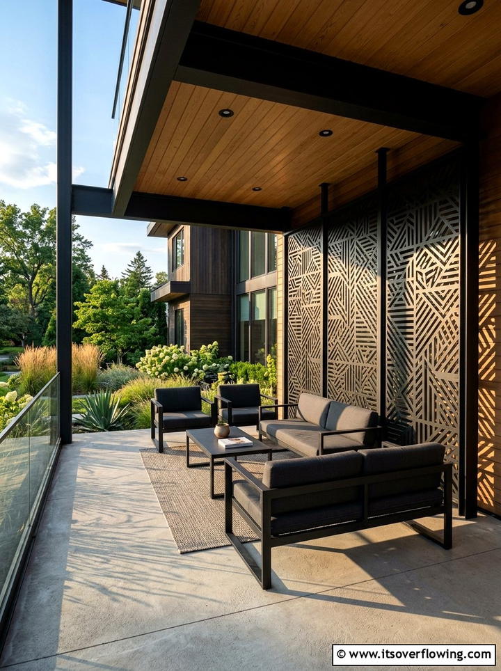 Laser Cut Metal Panels - 25 front porch ideas with privacy screens