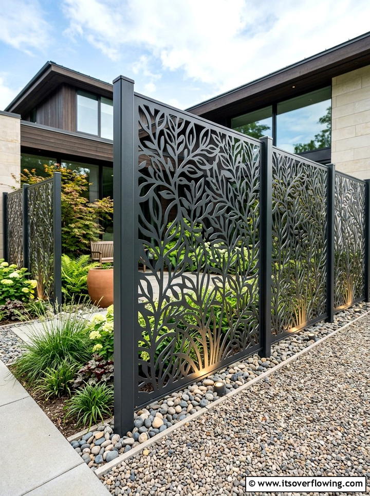 Laser cut metal fence - 25 backyard ideas with fence