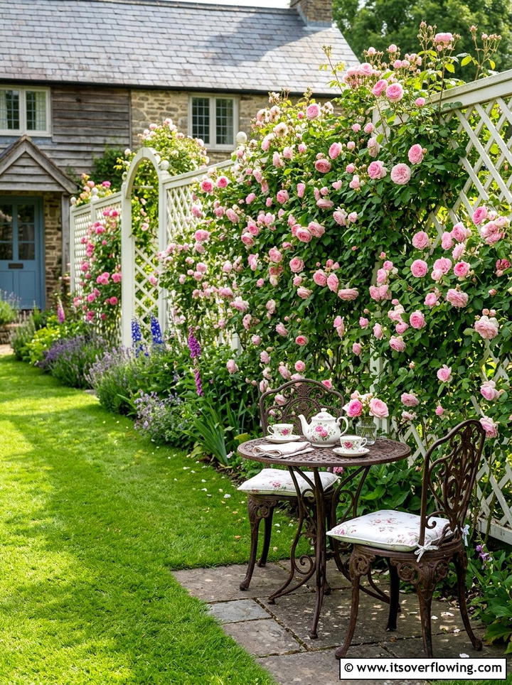 Lattice Trellis With Climbing Plants - 25 garden decor ideas with privacy panels