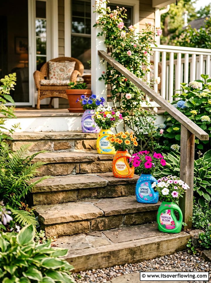 Laundry detergent bottle planter - 25 recycled garden ideas with recycled plastic projects