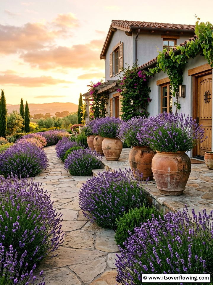 Lavender Bush Borders - 25 front porch ideas with plants