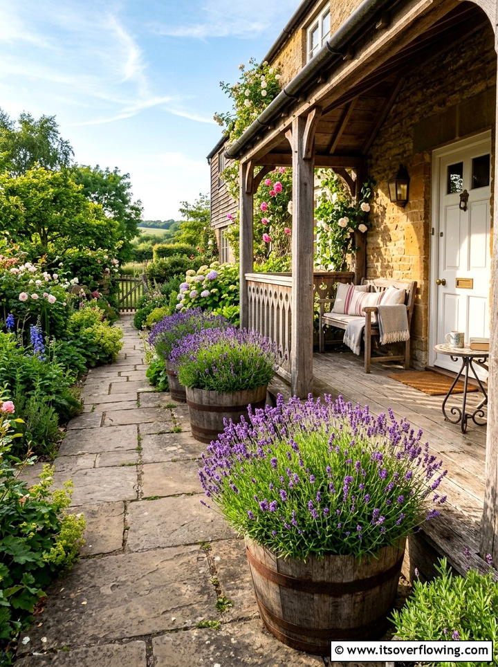 Lavender Bush For Sunny Porch - 25 front porch ideas with low maintenance plants