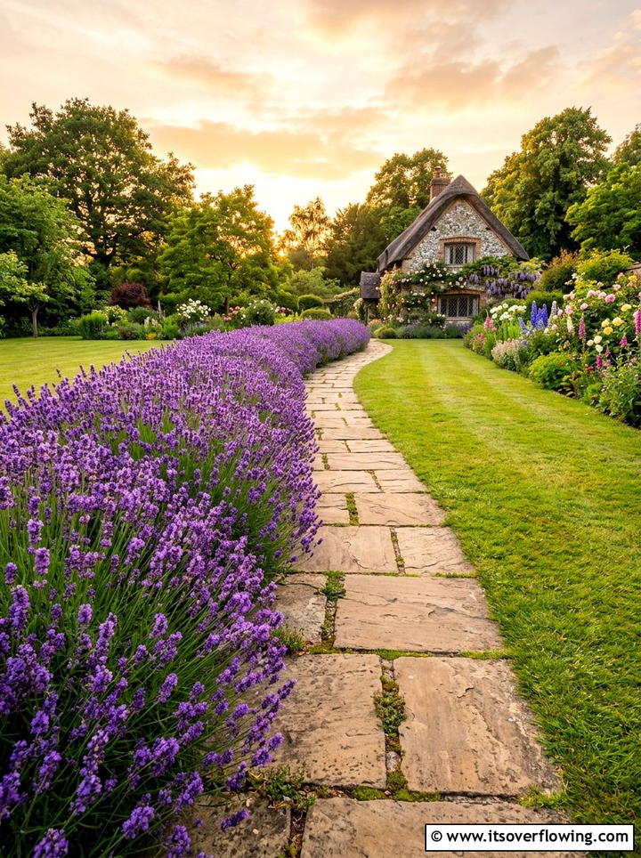 Lavender Flower Border - 25 garden ideas for full sun