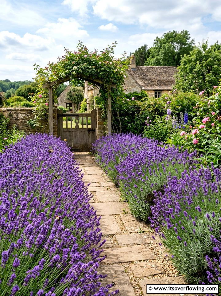 Lavender Flower Border - 25 garden design ideas with drought tolerant plants