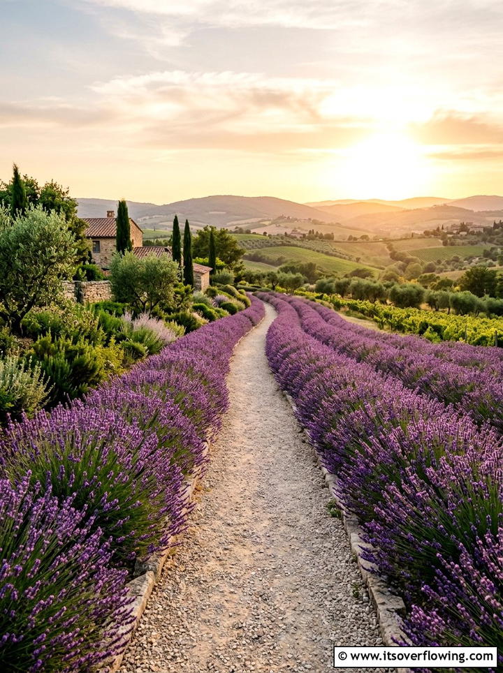 Lavender Pathway - 25 garden design ideas with low maintenance shrubs