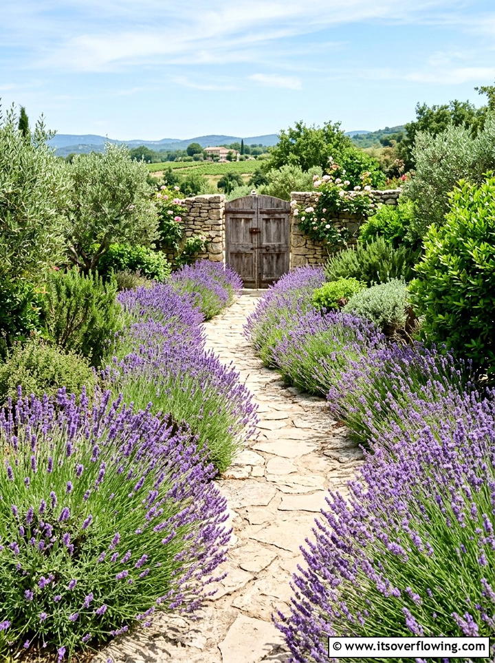 Lavender Pathway - 25 backyard ideas with border plants