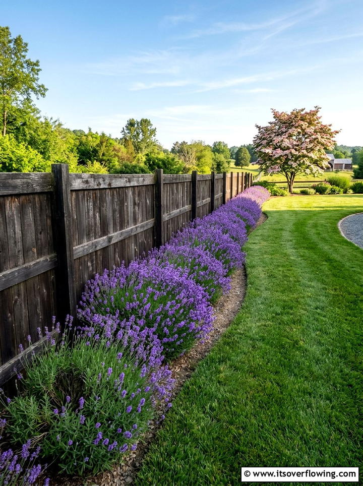 Lavender fence line planting - 25 garden ideas with lavender