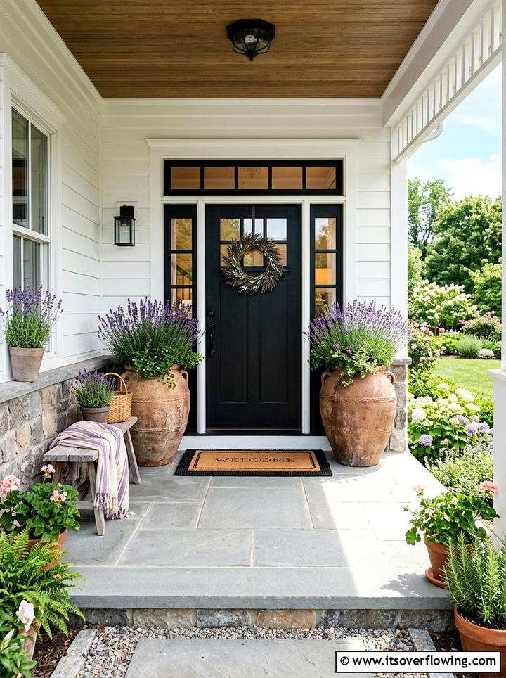 Lavender front porch arrangement - 25 garden ideas with lavender