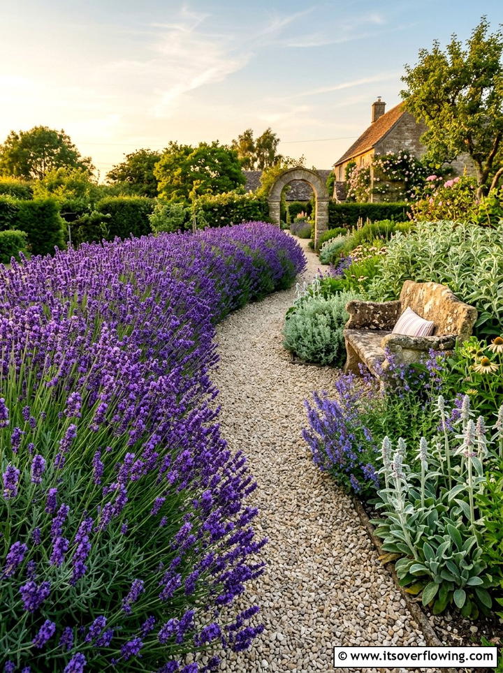 Lavender garden border - 25 creative garden ideas with maximal flower color