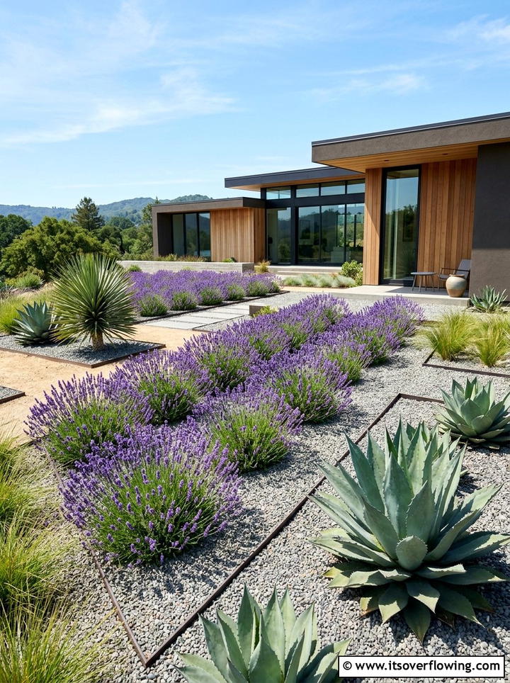 Lavender gravel garden - 25 garden ideas with lavender