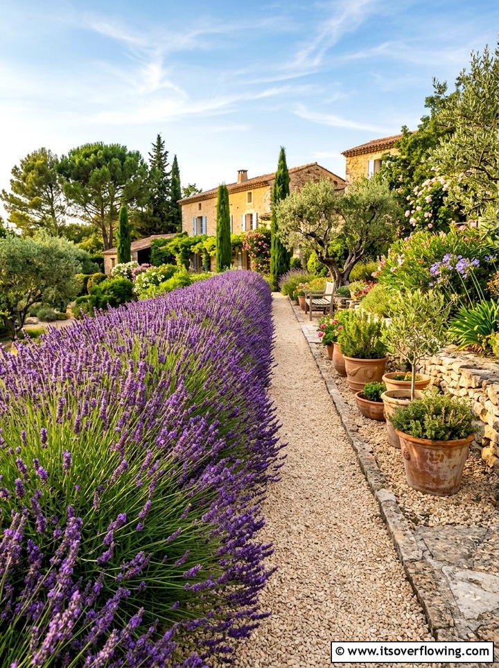 Lavender hedge border - 25 cheap garden ideas with low maintenance plants