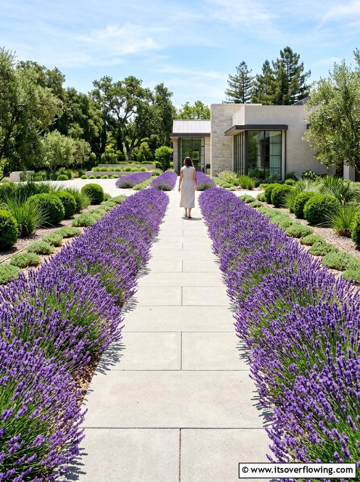 Lavender hedge walkway - 25 garden ideas with pollinator plants
