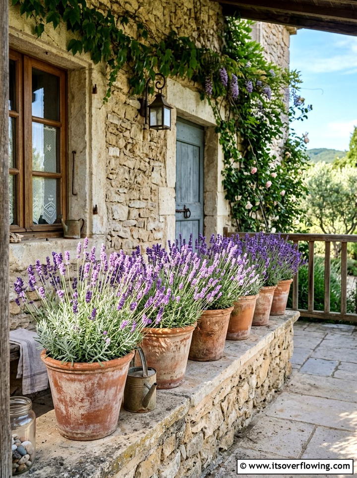 Lavender in terracotta pots - 25 front porch ideas with terracotta pots