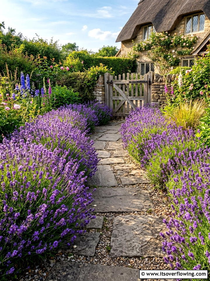 Lavender lined stone path - 25 garden ideas for english style