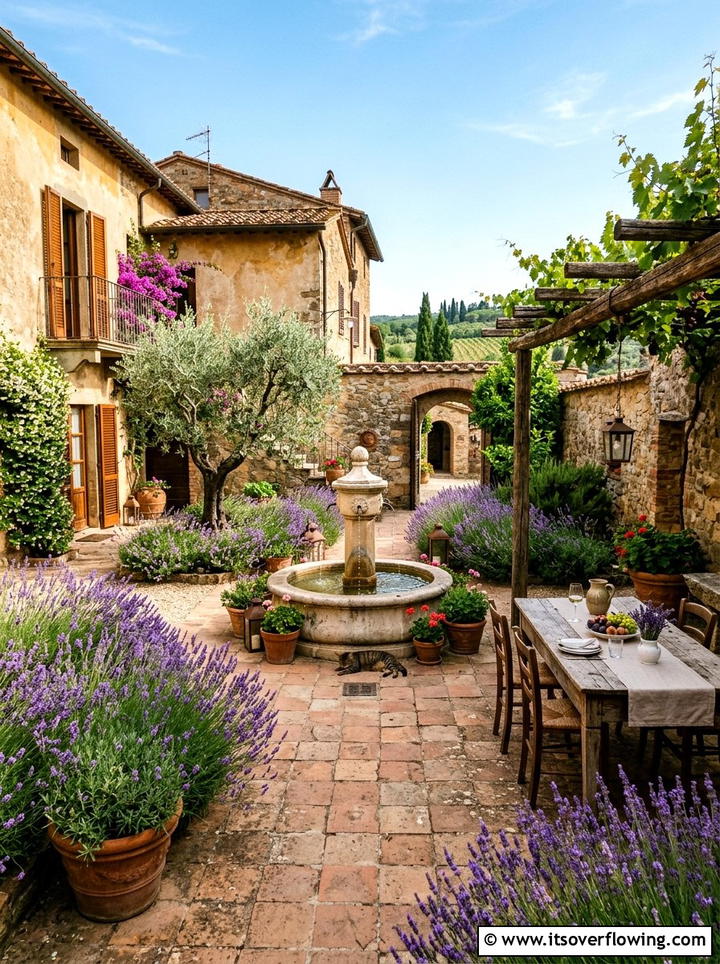 Lavender mediterranean courtyard - 25 garden ideas with lavender