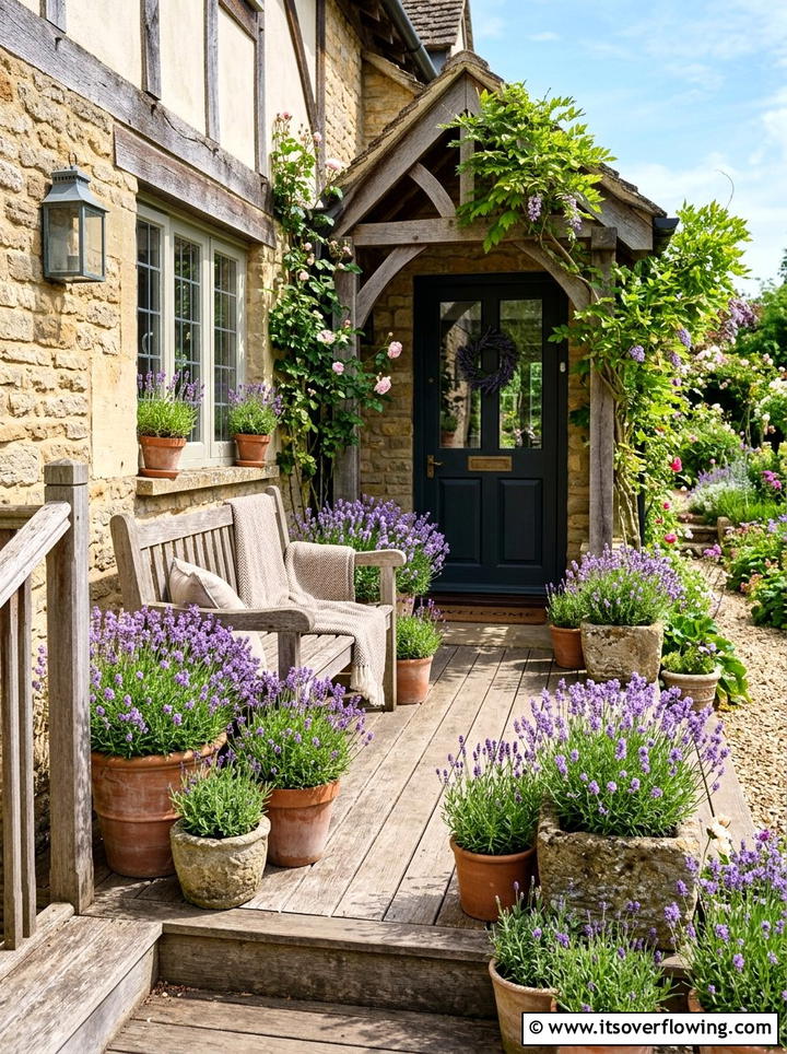 Lavender porch pot - 25 front porch decor ideas with planters
