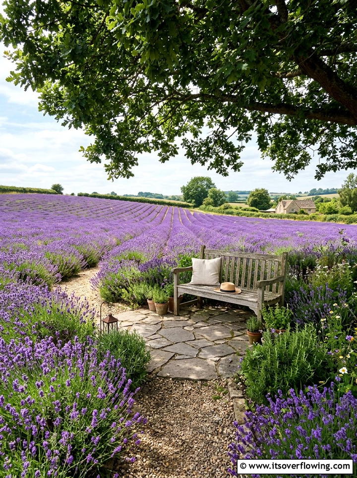 Lavender seating area surround - 25 garden ideas with lavender