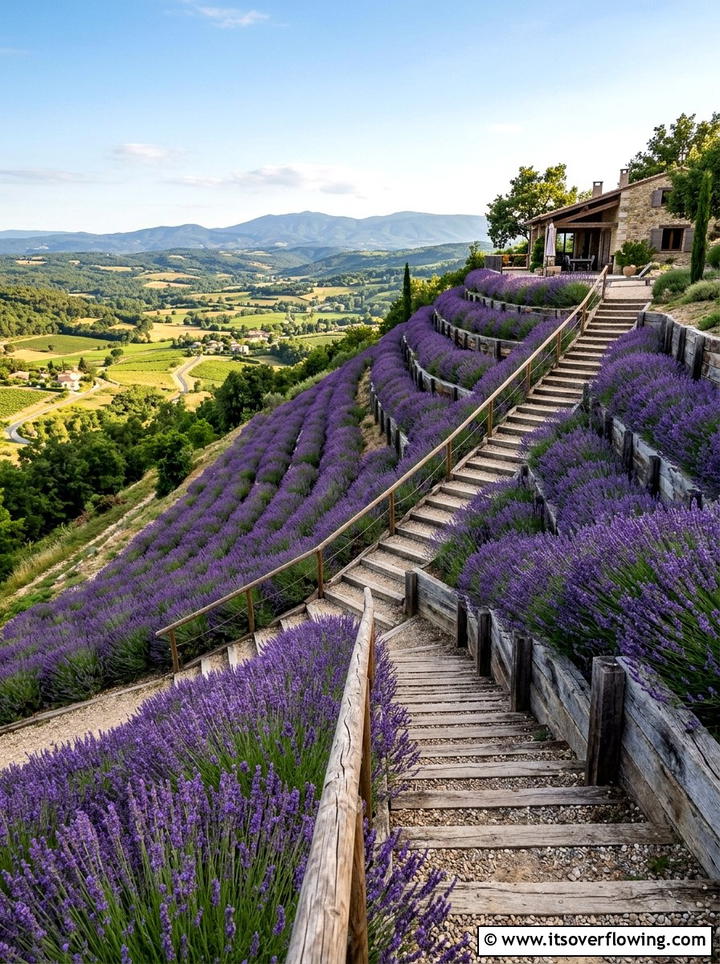 Lavender sloped garden - 25 garden ideas with lavender