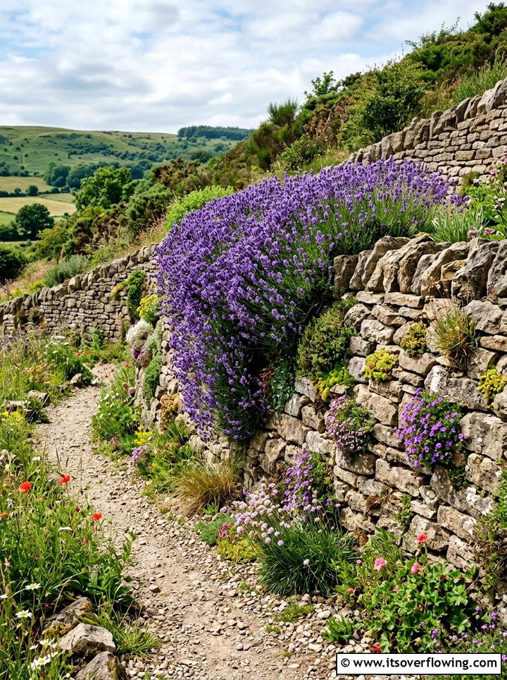 Lavender stone wall planter - 25 garden ideas with lavender