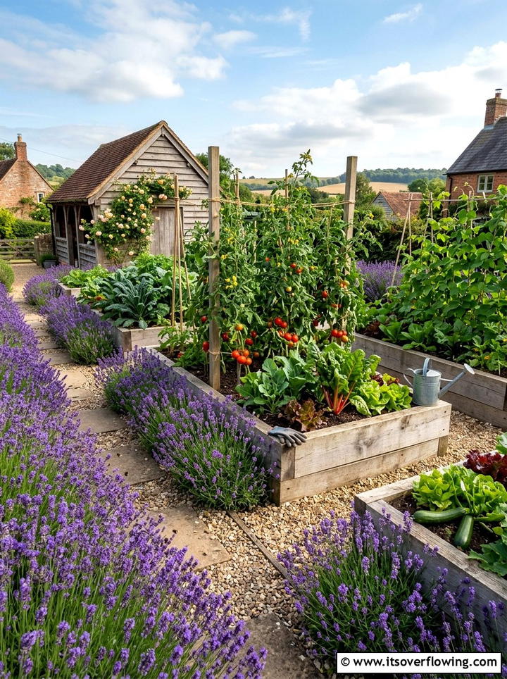 Lavender vegetable garden border - 25 garden ideas with lavender