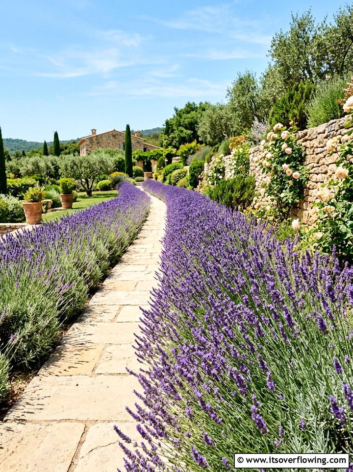 Lavender walkway border - 25 cheap garden ideas with seeds